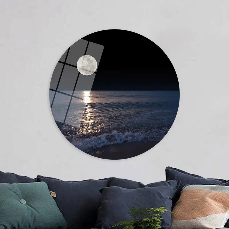 Enchanting Sea and Moon Canvas: Full Moon Night Landscape