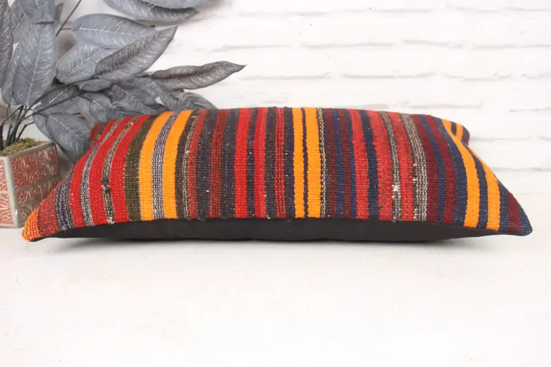 12x24 Red Pillow, Turkish Kilim Pillow, Bolster Pillow Case, Boho Pillow, Retro Pillow Case, Cushion, Natural Pillow Sham, Throw Kilim Pillow - 5