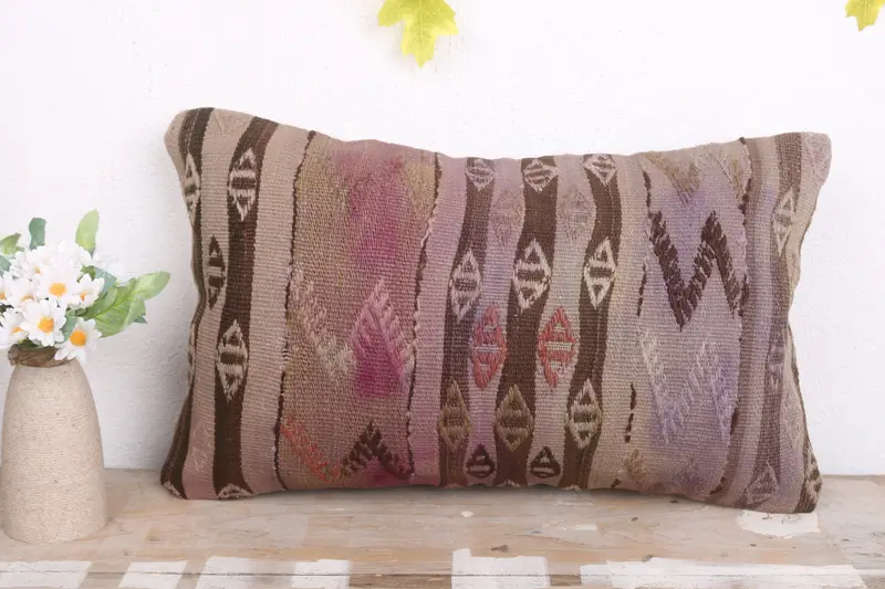 Neutral Throw Cushion Case, Interior Designer Pillow, 12x20 Pink Cushion Cover, Cushion Cover, Pillow for Couch, Ethnic Pillow Sham, Pillow for Sofa - 2