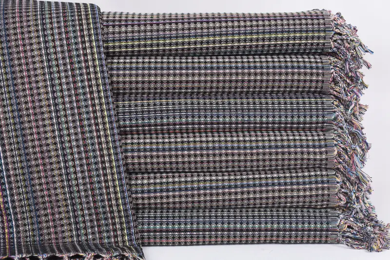 Personalised Geometric Turkish Cotton Towel, Black with Beige, 70x40 Inches