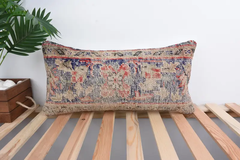 Pillow Cover, 12x24 Blue Pillow Case, Vintage Kilim Throw Pillow, Kilim Pillow Cover, Handmade Throw Cushion Cover, Pillow for Couch - 1