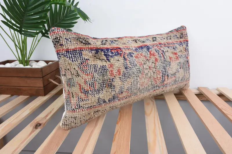 Pillow Cover, 12x24 Blue Pillow Case, Vintage Kilim Throw Pillow, Kilim Pillow Cover, Handmade Throw Cushion Cover, Pillow for Couch - 4