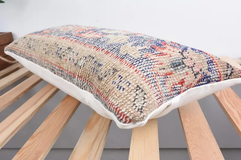 Pillow Cover, 12x24 Blue Pillow Case, Vintage Kilim Throw Pillow, Kilim Pillow Cover, Handmade Throw Cushion Cover, Pillow for Couch - 6