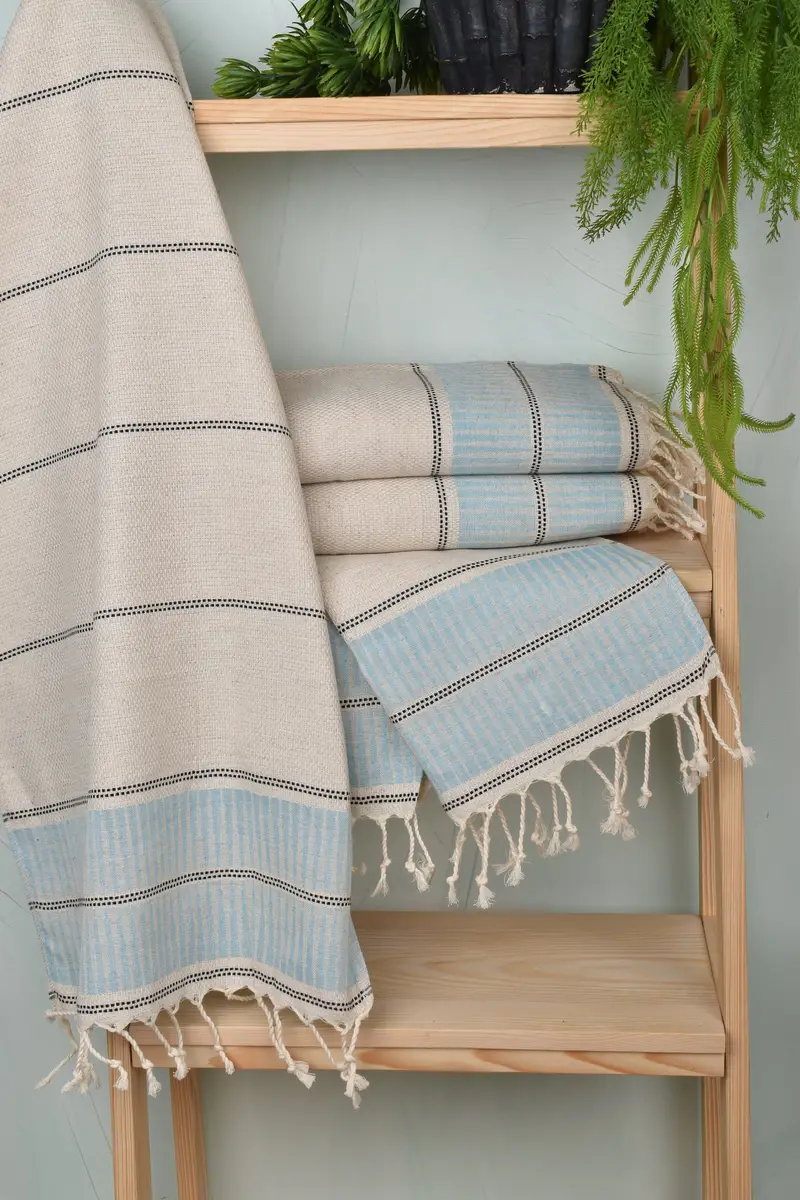 Spa Gift, Gift For Wedding Day, 40x20 Linen Striped Towel, Towel With Name, Summer Towel, Bathroom Towels, Turkish Tea Towel, Monogrammed Hand Towel - 6