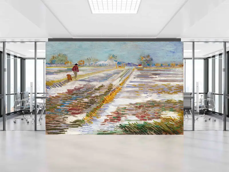 Landscape Wall Art, Van Gogh Landscape Wall Art, Reproduction Wall Paper, Do It Yourself, Landscape with Snow Wall Mural, 3D Wall Art, - 4