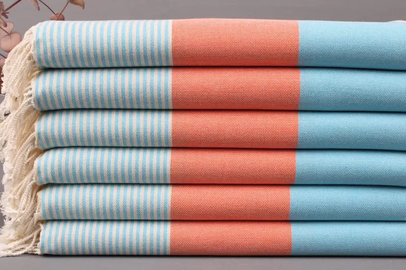 Beach Towel Organic Turkish Cotton, Beige Stripes, 40x71 Inches