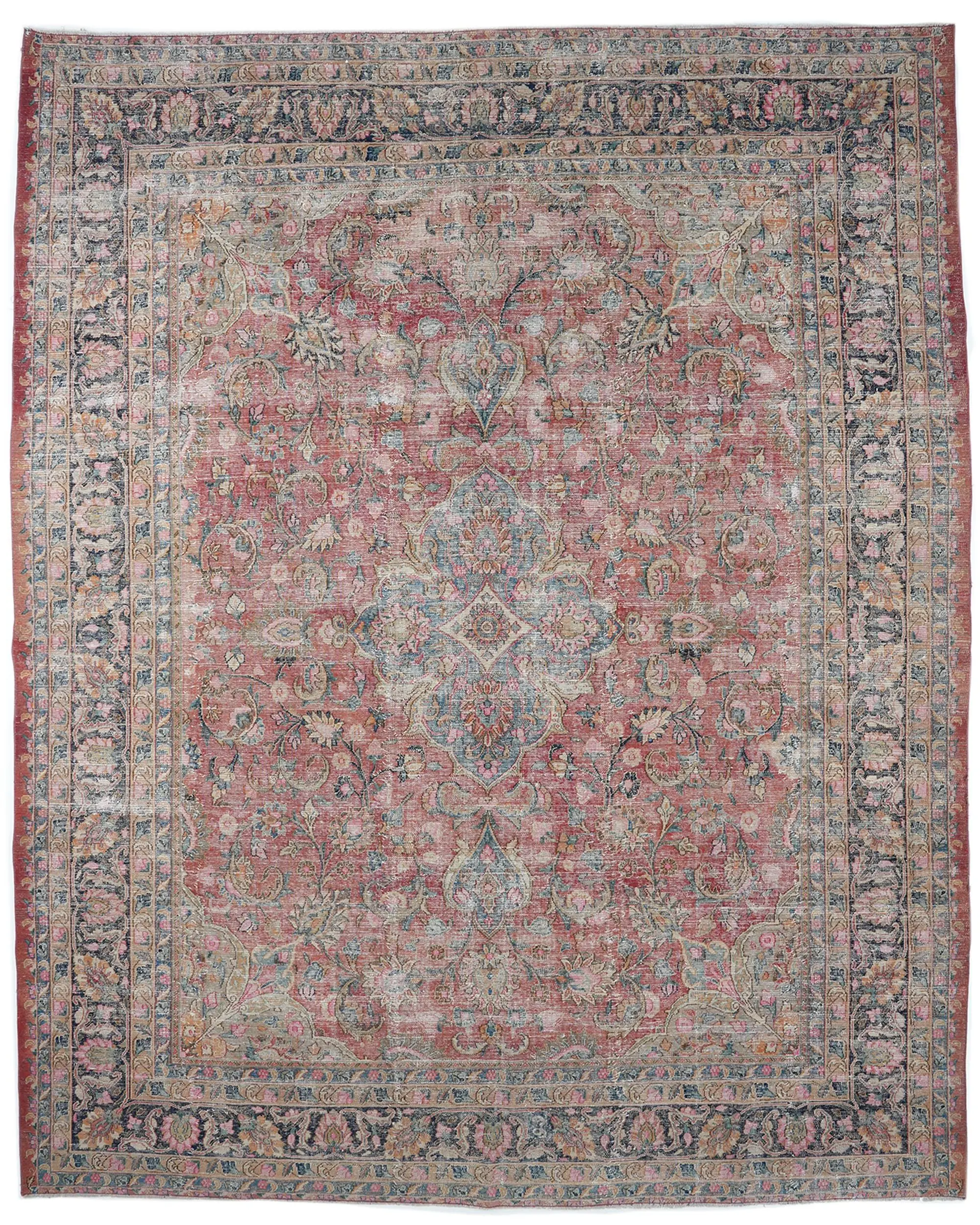 9,9x12 ft türkischer Vintage Teppich, Oversize Teppich, roter Ikat Teppich - 1