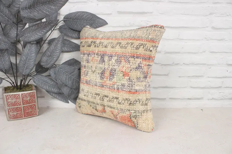 Boho Pillow Sham Cover, Southwestern Cushion Cover, Antique Pillows, 14x14 Blue Pillow Sham, Pillow Sham, Pillow for Sofa, Authentic Cushion Case - 4