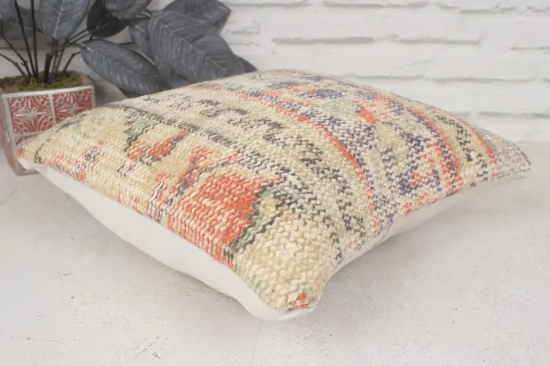 Boho Pillow Sham Cover, Southwestern Cushion Cover, Antique Pillows, 14x14 Blue Pillow Sham, Pillow Sham, Pillow for Sofa, Authentic Cushion Case - 6