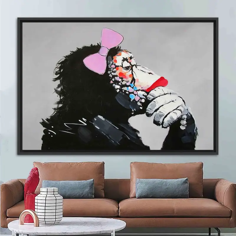 モダンな抽象猿キャンバスプリント - 現代アート装飾