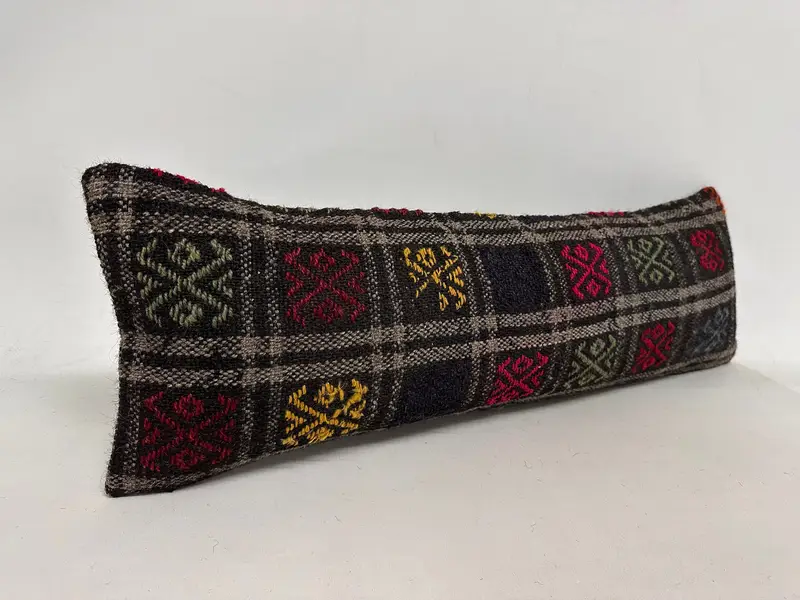 Handmade Kilim Cushion, Bed Pillow Sham, 12x36 Brown Pillow Case, Vintage Kilim Throw Pillow, Chair Pillow Case, Vintage Kilim Pillow, Pillow - 2