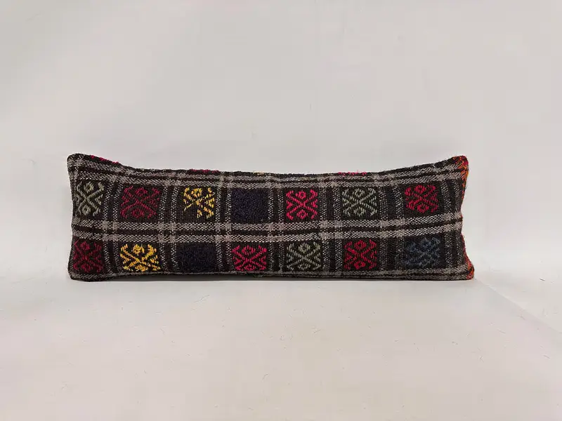Handmade Kilim Cushion, Bed Pillow Sham, 12x36 Brown Pillow Case, Vintage Kilim Throw Pillow, Chair Pillow Case, Vintage Kilim Pillow, Pillow - 1