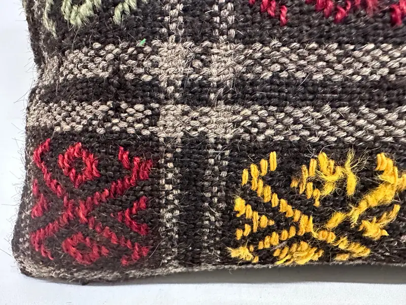 Handmade Kilim Cushion, Bed Pillow Sham, 12x36 Brown Pillow Case, Vintage Kilim Throw Pillow, Chair Pillow Case, Vintage Kilim Pillow, Pillow - 4