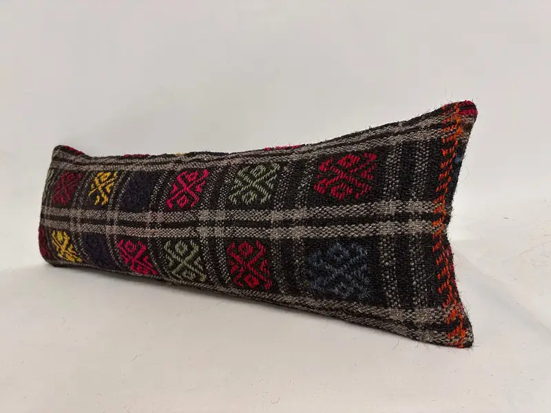 Handmade Kilim Cushion, Bed Pillow Sham, 12x36 Brown Pillow Case, Vintage Kilim Throw Pillow, Chair Pillow Case, Vintage Kilim Pillow, Pillow - 3