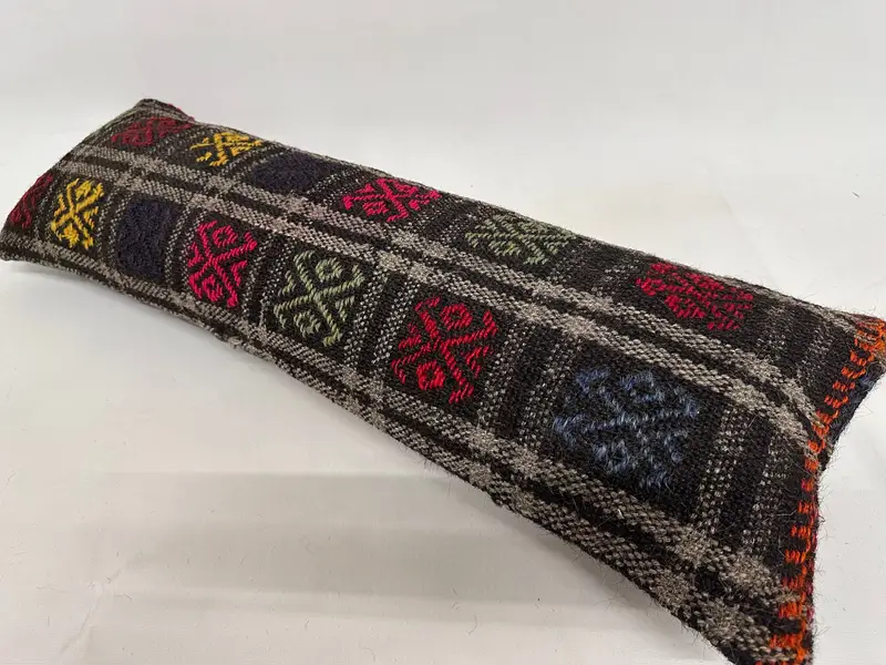 Handmade Kilim Cushion, Bed Pillow Sham, 12x36 Brown Pillow Case, Vintage Kilim Throw Pillow, Chair Pillow Case, Vintage Kilim Pillow, Pillow - 6