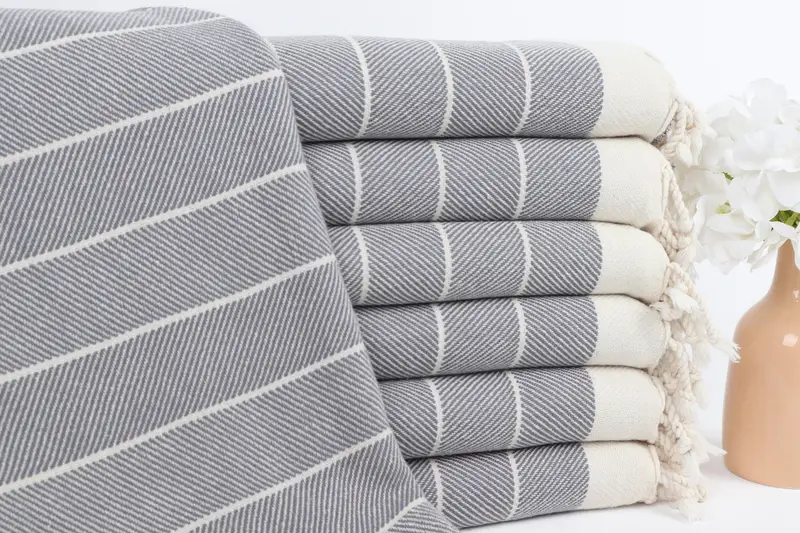 Herringbone Towel Dark Gray Cotton Bath Towel, 40x71 Inches