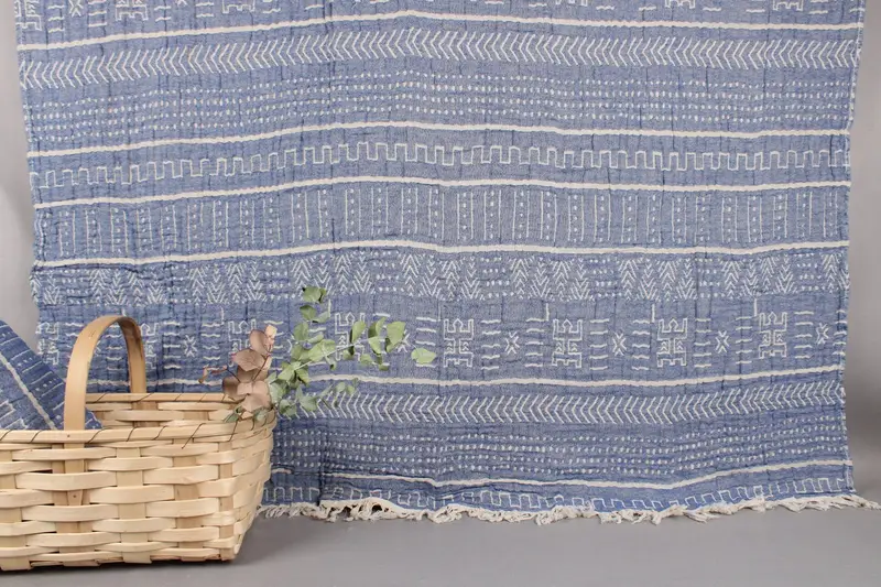 Picnic Blanket Turkish Cotton Aztec Design Bedspread, 56x75 Inches