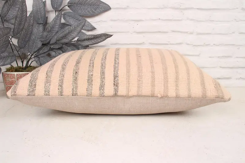 16x24 Beige Cushion Case, Antique Pillows, Handmade Kilim Cushion, Turkish Pillow, Handmade Rug Seat Cushion Case, Pillow Case - 5
