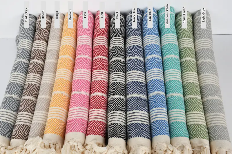 70x38 Cotton Diamond Towel, Peshtemal Towel, Custom monogram Turkish beach towel USA, Wedding Favors, Bachelorette Party Gift, Baby Boy Gift - 1