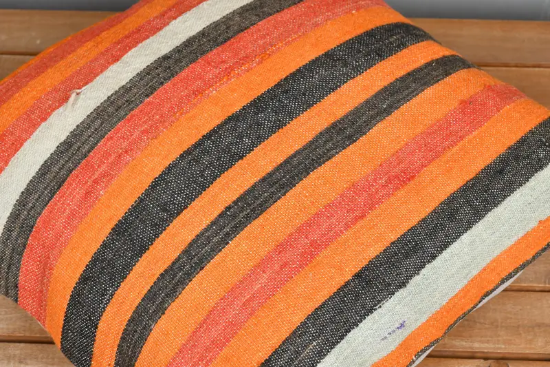 Vintage Kilim Pillow, Decorative Pillow Case, Lounge Throw Pillow, Kilim Cushion Sham, 18x18 Orange Cushion Case, Pillow for Sofa, Pillow Sham - 3