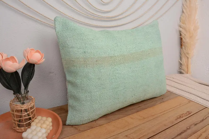 Handgefertigtes südwestliches grünes Kissen, 20x28 besticktes Wurfkissen