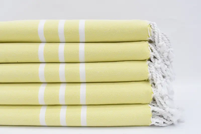 Yellow Striped Turkish Towel Beach, Organic Cotton, 70x40 Inches