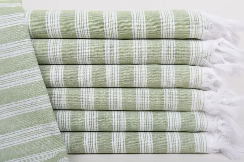 Beach Towel Turkish Cotton Green Stripes, Personalized, 70x40 Inches