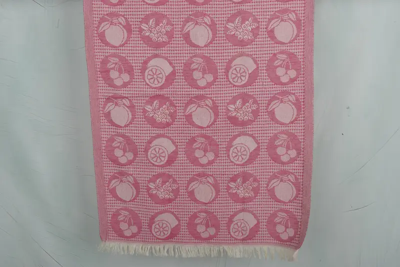 Fruits Patterned Dish Towel Pink Cotton Hand Towel, 20x28 Inches
