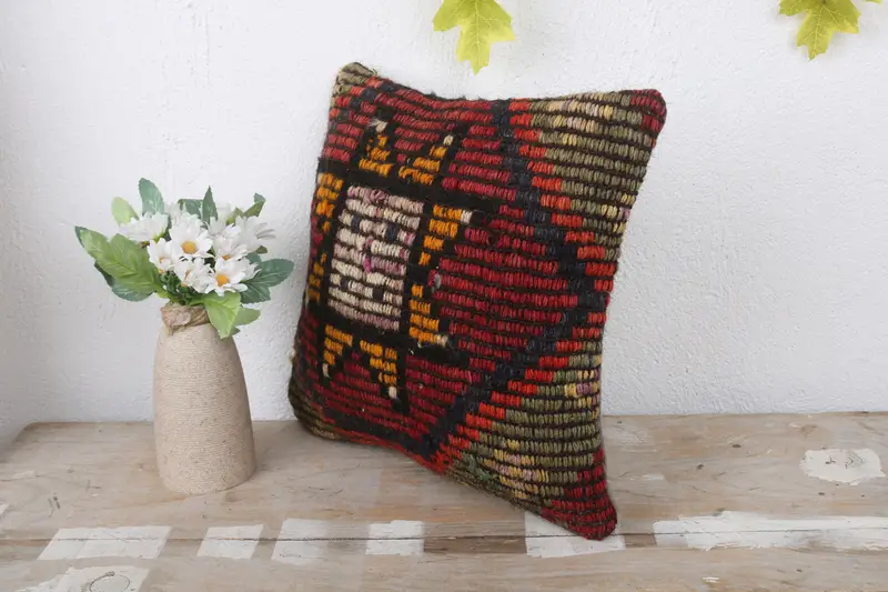 Interior Designer Pillow, 12x12 Red Cushion, Bohemian Cushion Pillow, Kilim Pillow Cover, Pillow Sham, Kilim Pillow, Morroccon Kilim Cushion Cushion - 4