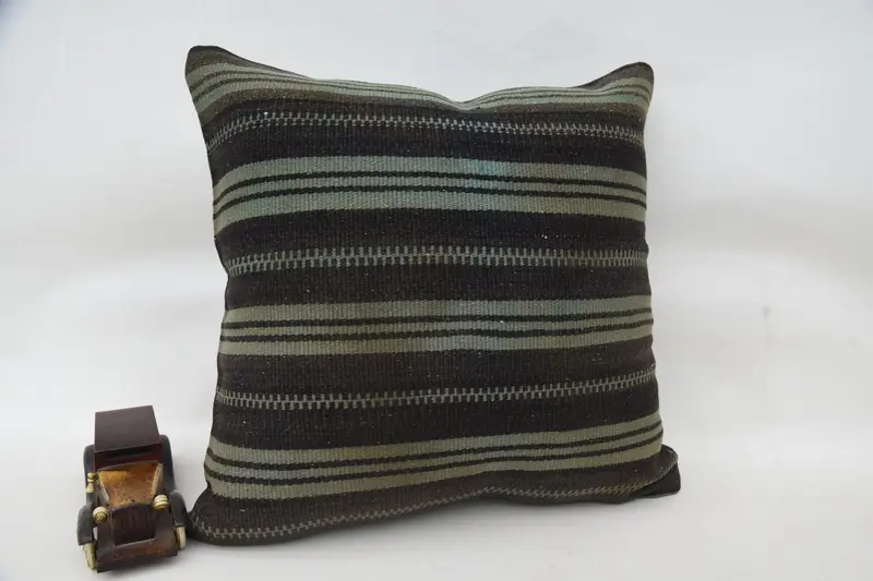Vintage Kilim Pillow, Seat Pillow, Pastel Pillow Cover, 20x20 Brown Cushion Cover, Pillow, Turkish Kilim Pillow, Ethnical Kilim Rug Pillow - 2