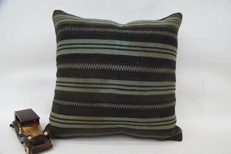 Vintage Kilim Pillow, Seat Pillow, Pastel Pillow Cover, 20x20 Brown Cushion Cover, Pillow, Turkish Kilim Pillow, Ethnical Kilim Rug Pillow - 1