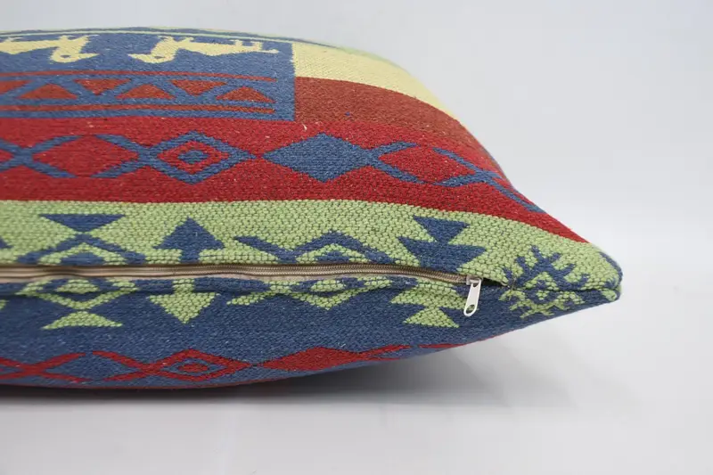 Throw Kilim Pillow, Luxury Pillow Case, 20x28 Blue Cushion Cover, Kilim Cushion Sham, Outdoor Throw Pillow Sham, Turkish Kilim Pillow, Cushion Case - 5