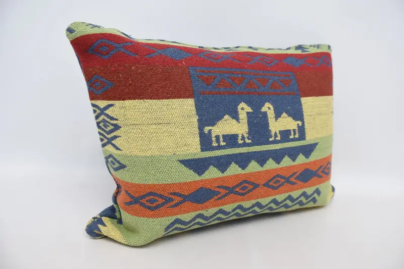 Throw Kilim Pillow, Luxury Pillow Case, 20x28 Blue Cushion Cover, Kilim Cushion Sham, Outdoor Throw Pillow Sham, Turkish Kilim Pillow, Cushion Case - 3