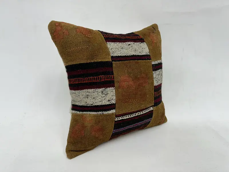 Home Decor Pillow, Garden Cushion Case, 18x18 Brown Pillow Cover, Turkish Kilim Pillow, Cushion, Turkish Rugs Cushion Cover, Turkish Pillow - 3