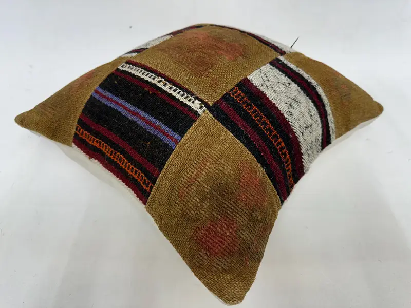 Home Decor Pillow, Garden Cushion Case, 18x18 Brown Pillow Cover, Turkish Kilim Pillow, Cushion, Turkish Rugs Cushion Cover, Turkish Pillow - 6