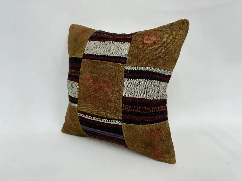 Home Decor Pillow, Garden Cushion Case, 18x18 Brown Pillow Cover, Turkish Kilim Pillow, Cushion, Turkish Rugs Cushion Cover, Turkish Pillow - 4