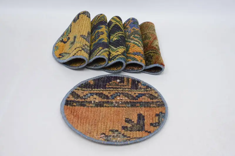 Manteles individuales bohemios azules y amarillos, manteles individuales de 25 pulgadas de ancho