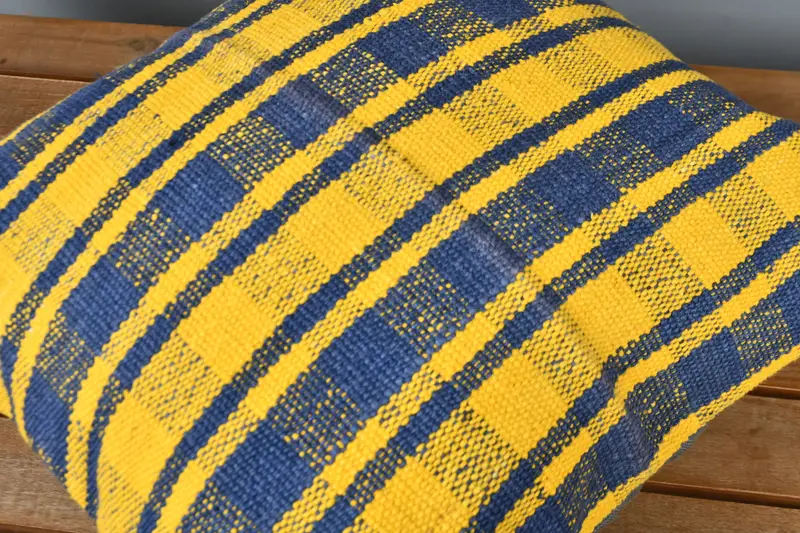 Seat Cushion Case, Christmas Cushion, Cushion Case, Antique Pillows, Vintage Kilim Pillow, 16x16 Yellow Cushion, Car Cushion, Kilim Cushion Sham - 4