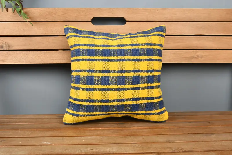 Seat Cushion Case, Christmas Cushion, Cushion Case, Antique Pillows, Vintage Kilim Pillow, 16x16 Yellow Cushion, Car Cushion, Kilim Cushion Sham - 6