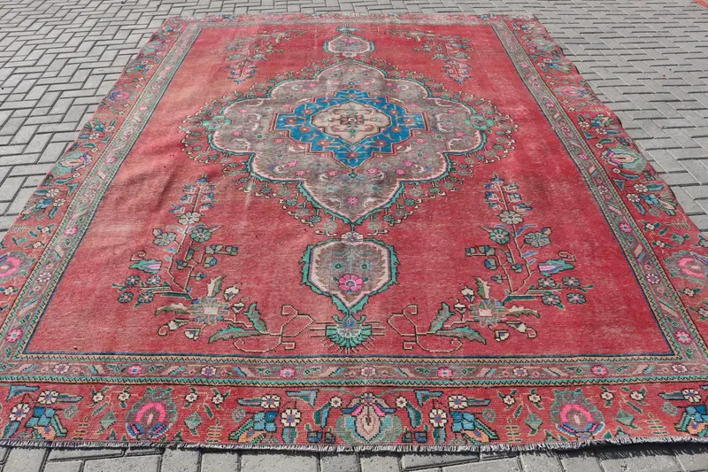 Alfombra Oriental Roja 3x3m Decoración Elegante
