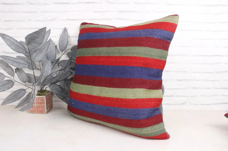 Aesthetic Pillow Sham, Home Decor Pillow, Pillow Sham, 24x24 Red Cushion Cover, Kilim Pillow, Sofa Bolster Cushion Case, Interior Designer Pillow - 4