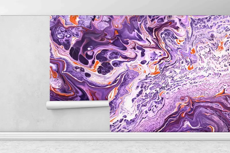 Purple Wall Art, Purple Alcohol Ink Art Wall Decor, Alcohol Ink Wall Paper, Contemporary Wall Stickers, 3D Wallpaper, Do It Yourself, - 2