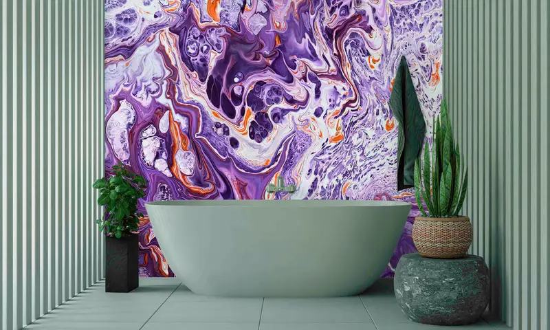 Purple Wall Art, Purple Alcohol Ink Art Wall Decor, Alcohol Ink Wall Paper, Contemporary Wall Stickers, 3D Wallpaper, Do It Yourself, - 6