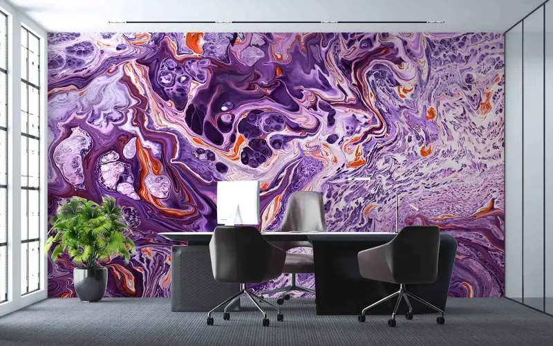 Purple Wall Art, Purple Alcohol Ink Art Wall Decor, Alcohol Ink Wall Paper, Contemporary Wall Stickers, 3D Wallpaper, Do It Yourself, - 4