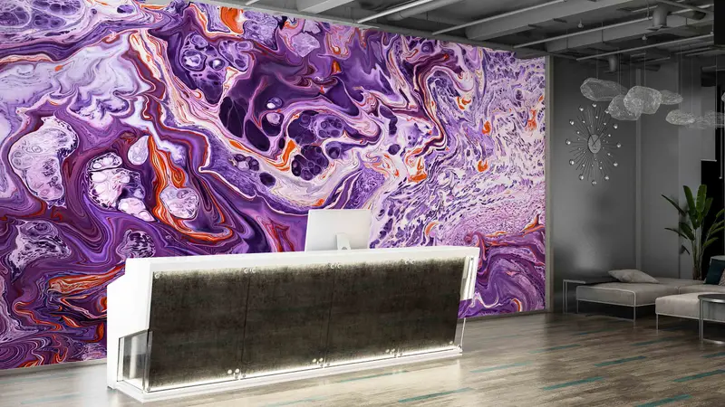 Purple Wall Art, Purple Alcohol Ink Art Wall Decor, Alcohol Ink Wall Paper, Contemporary Wall Stickers, 3D Wallpaper, Do It Yourself, - 5