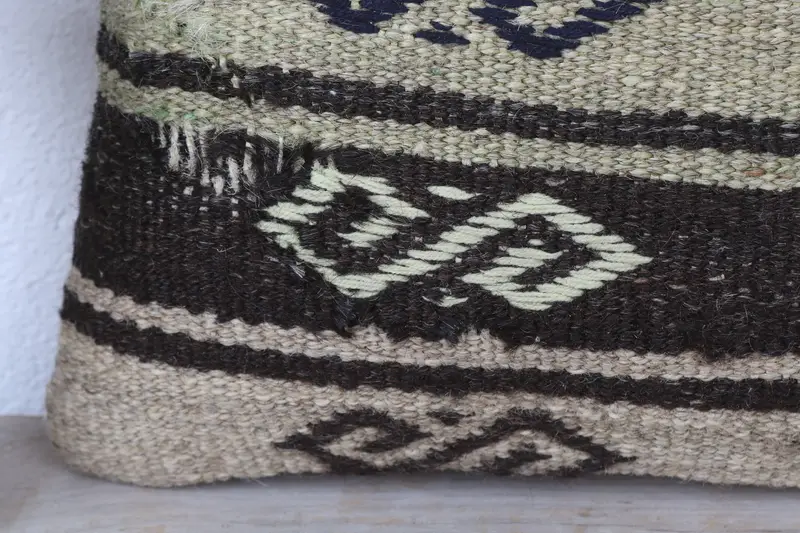 12x12 Brown Cushion, Turkish Pillow, One Of A Kind Pillow Sham, Turkish Kilim Pillow, Wool Kilim Pillow Pillow, Pillow Cover, Kilim Pillow Cover - 3