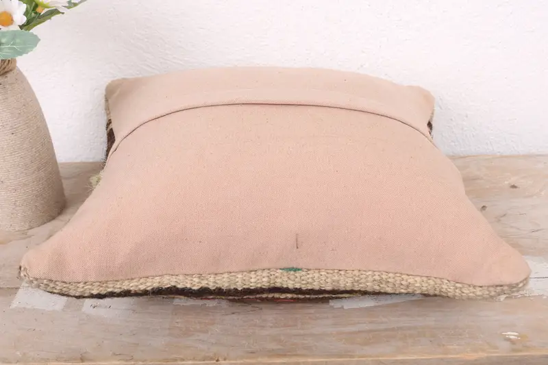 12x12 Brown Cushion, Turkish Pillow, One Of A Kind Pillow Sham, Turkish Kilim Pillow, Wool Kilim Pillow Pillow, Pillow Cover, Kilim Pillow Cover - 7