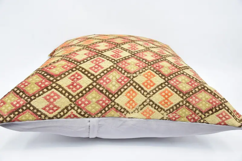 Kilim Pillow Cover, Turkish Bench Pillow, Boho Pillow, Pillow for Couch, 32x32 Beige Cushion Cover, Pillow, Bolster Throw Pillow Sham - 5