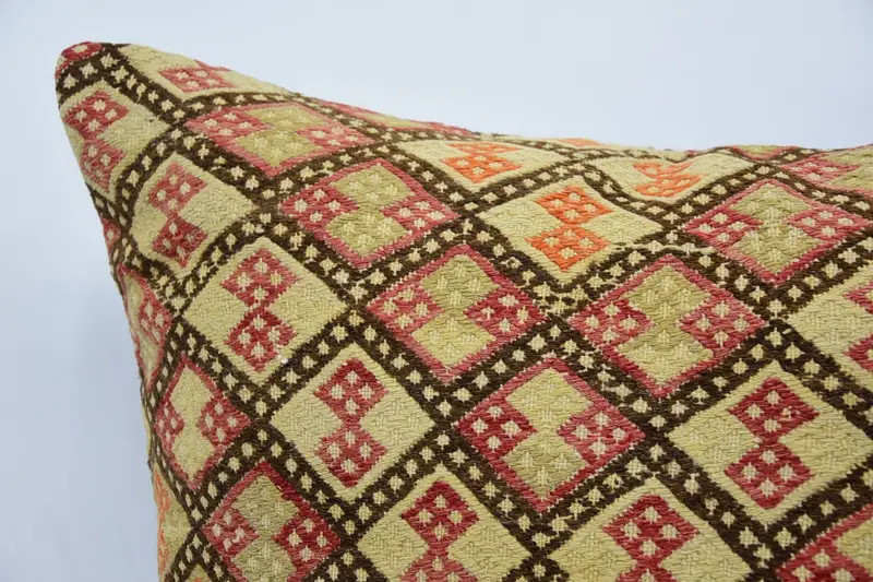 Kilim Pillow Cover, Turkish Bench Pillow, Boho Pillow, Pillow for Couch, 32x32 Beige Cushion Cover, Pillow, Bolster Throw Pillow Sham - 2