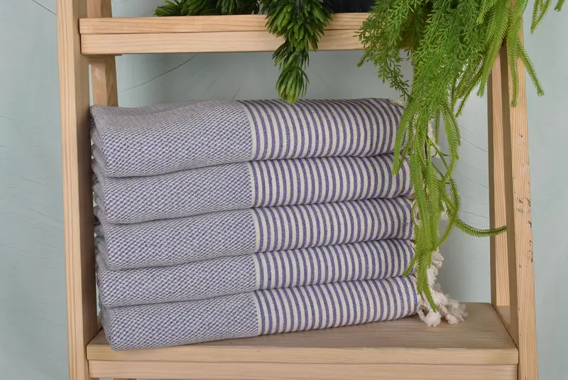 Personalized Purple Organic Cotton Towel, Striped, 36x71 Inches